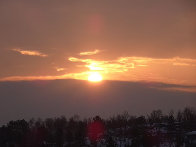 Bright Orange Sunrise Over The Lake Sudbury