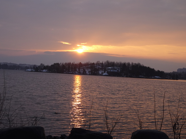 Bright Orange Sunrise Over The Lake Sudbury