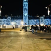 Beautiful night in Ottawa in front of the Parliament