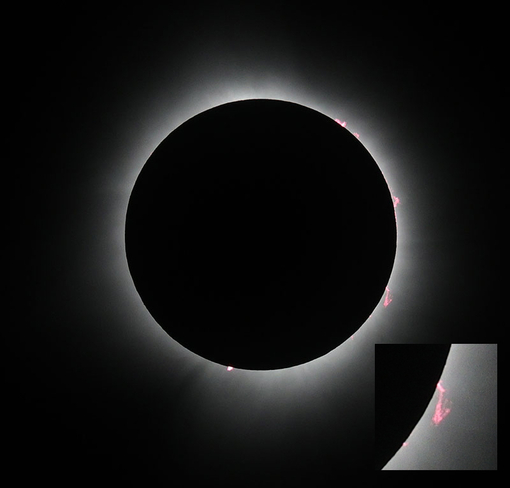 Solar prominences seen during totality Ottawa, Ontario, CA