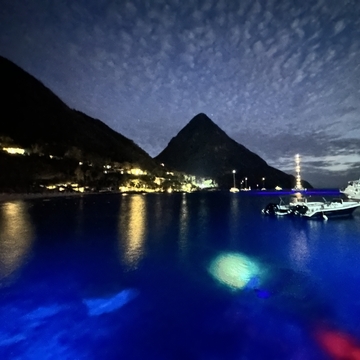 Night diving at Sugar Beach, Soufriere, St. Lucia
