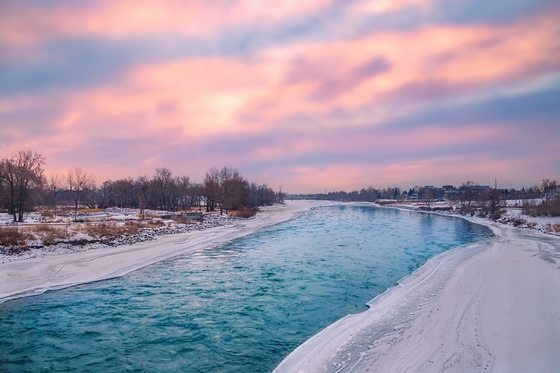 Winter Sunrise Over The Bow River