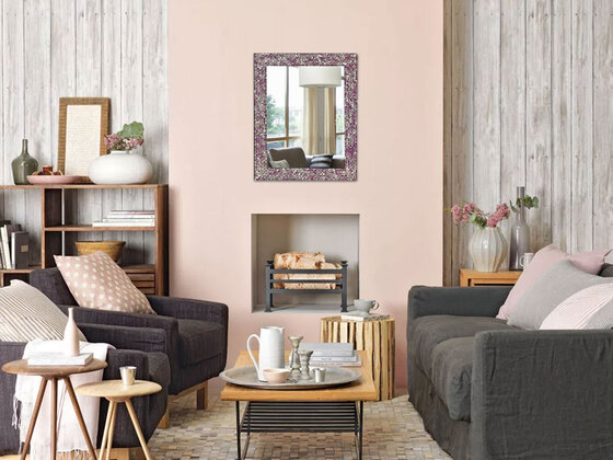 Multi-Colored Magenta & Silver Luxe Mosaic Wall Mirror