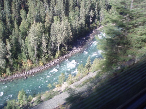   A view Looking down aboard the Rocky Mountain Train BC